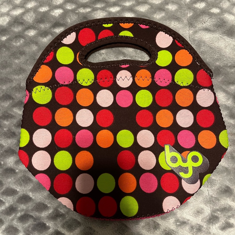 BYO Polka Dot Insulated Lunch Tote — Brown with Multicolor Dots